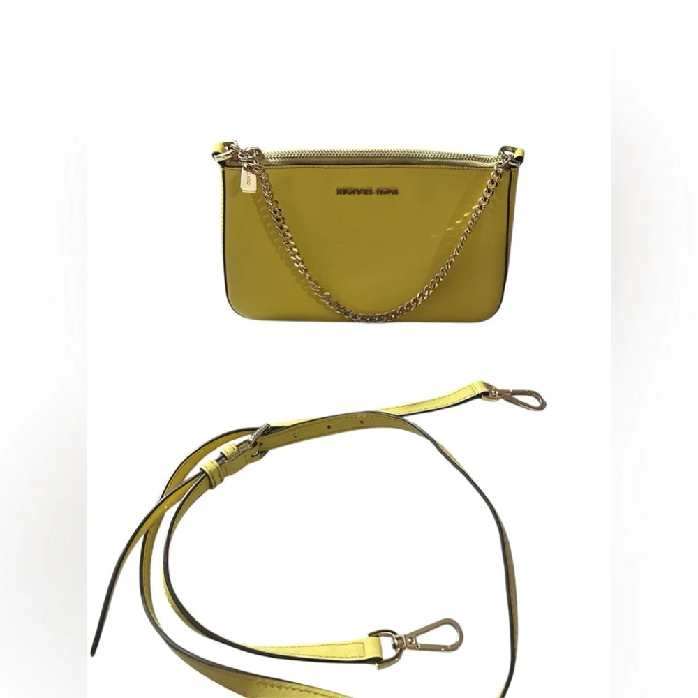 Michael Kors Lemon Yellow Leather Crossbody with Chain Detail